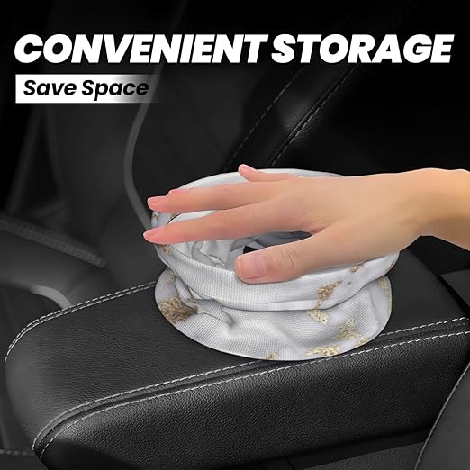 Modern Chic White Gold foil Marble Car Trash Can Leak Proof Hanging Waterproof Garbage Can Multipurpose Trash Bin for Car SUV Front Seat Headrest Collapsible and Portable Storage Pocket
