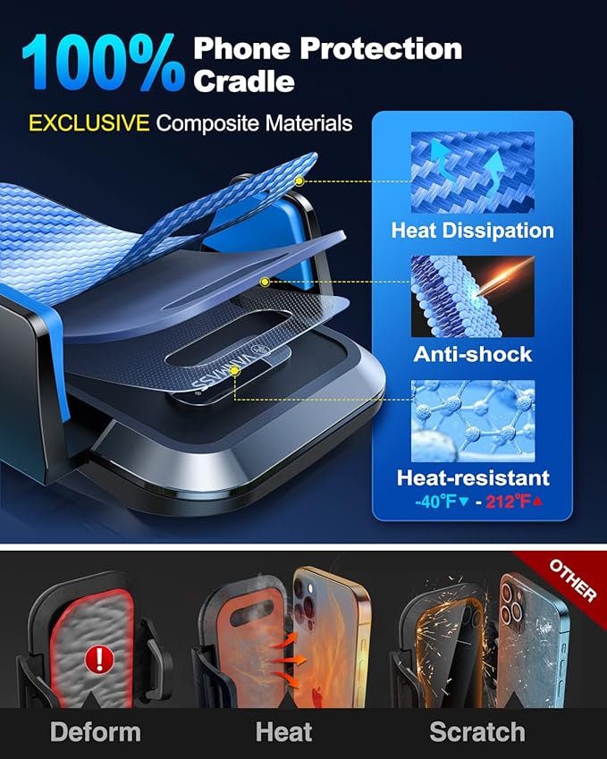 VANMASS【85+LBS Strongest Suction & Military-Grade Ultimate Car Phone Mount【Patent & Safety Certs】 Cell Phone Holder Truck for Dashboard Windshield Vent for iPhone 17 Pro Max 16 15 14, Blue