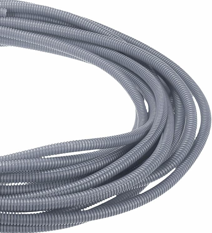 DMiotech 50ft Wire Loom Split Tubing 3/8 Inch(9.5mm) ID, Cord Protectors from Pet Flexible Conduit Cable Management for Office Home Garden, Gray