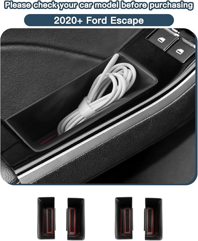 Ruiya 2020-2025 2026 Escape Door Storage Box for 2026 Ford Escape Accessories ABS Material Secondary Door Side Storage Box Compatible with 2020-2024 2025 2026 Ford Escape(4Packs)