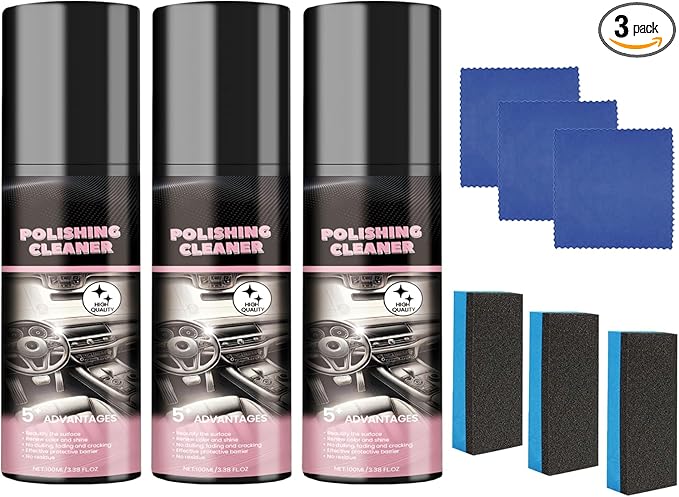 Car Interior Cleaner, 3PCS Polishing Cleaner Detailer Spray for Vehicle Detailing,100ml Multi-Purpose Cleaner, Total Vehicle Interior Detailer Spray Rejuvenation