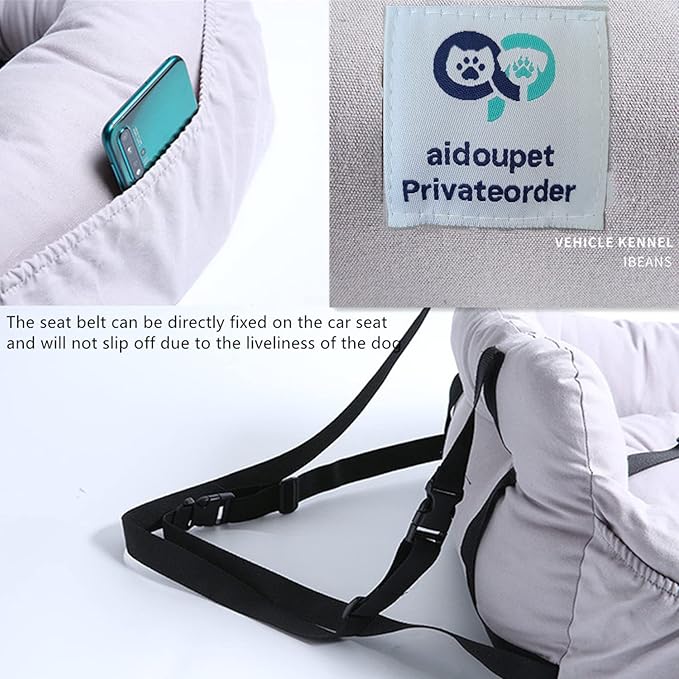 Aidou Dog Car Seat Booster for Small to Large Dogs & Cats, Safety Seat with Storage & Dual-use for Car & Home (Medium Pink)