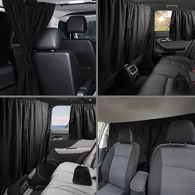 Car Privacy Curtains, Universal Car Window Shades Light Blocking Sunshades, Auto Blackout Curtains Baby Shades Wide Sedan SUV Sunshade Screen Covers for Travel Camping Nap Sleeping (3 pcs)