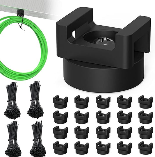 220 Pcs Magnetic Zip Tie Mount Kit(200 zip ties 20 Magnet base) Strong magnetic wire holder, Magnet Cable Tie Clips Holder Wire Management Clips for Home Office Marine Electrical Wiring Organization