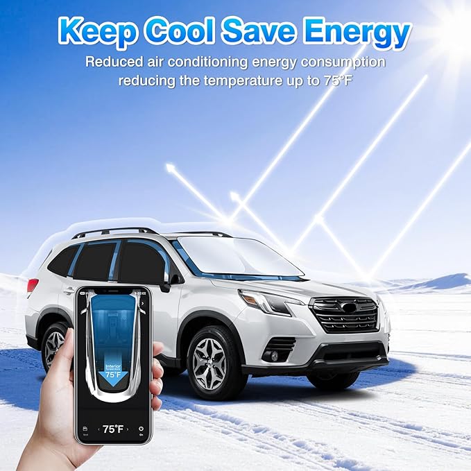 T TGBROS Windshield Sun Shade for Subaru Forester 2025-2026 Car Window Shades Thicken UV Block and Blackout Privacy Foldable Sunshades 8PCS Accessories Keep Cool Sun Visor Covers
