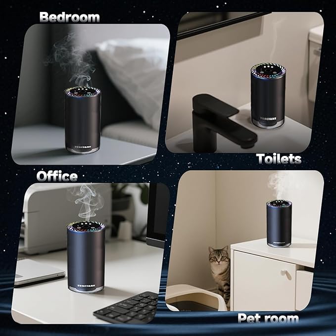 Smart Car Air Freshener with Star Light & 150ml Diffusers Oil Refills, Auto On/Off Aroma Diffuser, 3 Adjustable Modes Rechargeable Aromatizante para Carro - Car Diffuser（Cologne+Ocean+Serendipity）