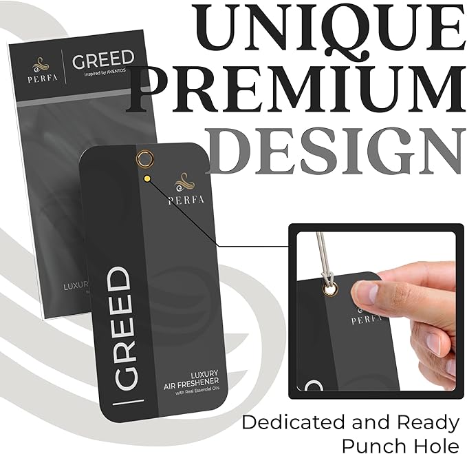 Greed Disposable Card Freshener for Men | Car Scents Air Freshener with Greed Fragrance | Strong Car Perfume Air Freshener with Odour Eliminating Technology | Greed by Perfa