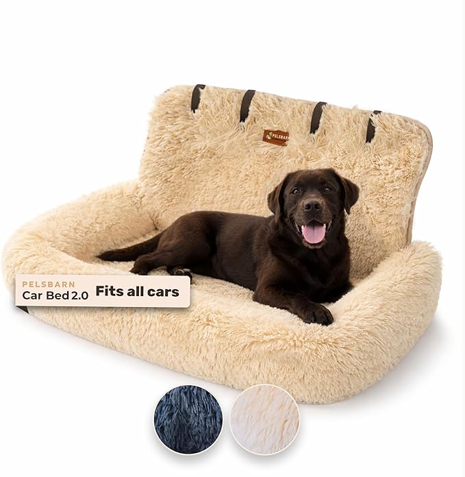 Pelsbarn Soft Comfortable Dog Protecting Car Bed 2.0 Large (Beige)
