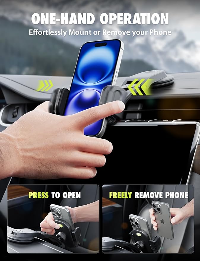 Bracketron TripGrip Low-Profile Dashboard Car Phone Holder Mount, One-Click Expandable Phone Holders for Your Car for All Smartphones
