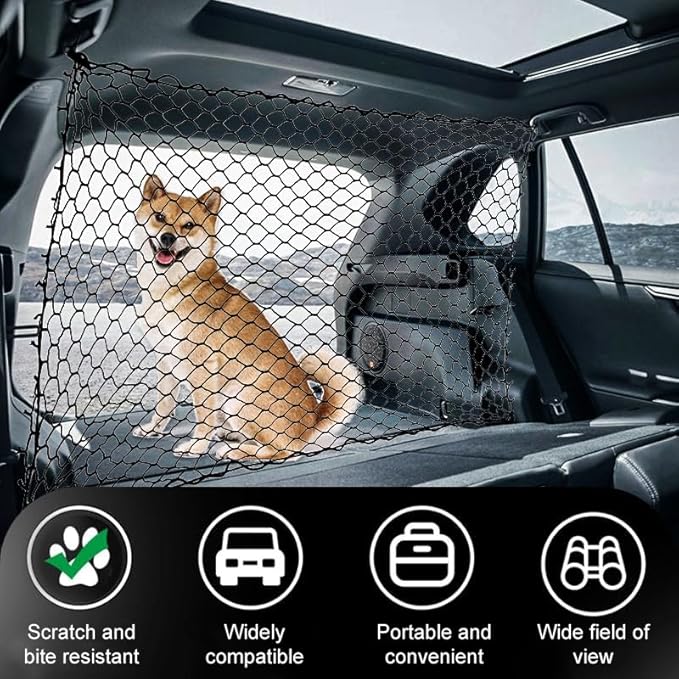 Dog Car Barrier for Honda Passport 2018-2021 2021-2024 2025, Mesh Pet Divider for Back Seat, Dog Guard for SUV Boot, Secure Pet Safety Net