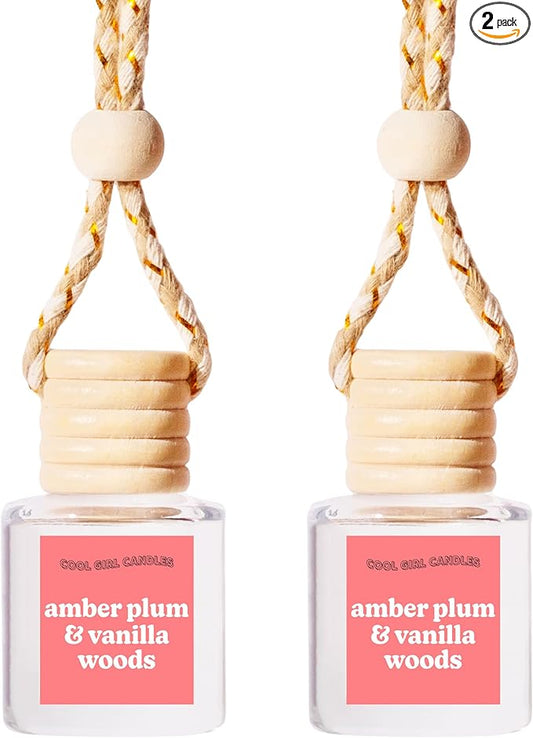 COOLGIRLCANDLES Amber Plum Vanilla Car Air Freshener - Long Lasting, Hangable Oil Diffuser for Essential Oils, Scents and Aromatherapy