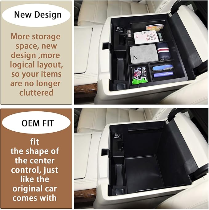 EDBETOS Full-Size Center Console Organizer Tray Compatible with 2014-2018 Chevy Silverado/GMC Sierra 1500 and 15-19 2500HD/3500HD,2015-2020 Tahoe/Suburban/Yukon/XL(Full Console w/Bucket Seats ONLY)