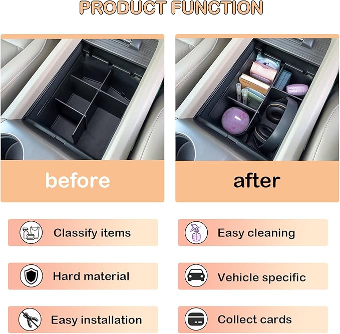 TACOBRO Center Console Dividers Compatible with Honda Pilot 2016-2022 / Ridgeline 2017-2022 2023/ Passport 2019-2022 2023 Accessories, Interior Armrest Insert Underseat Storage