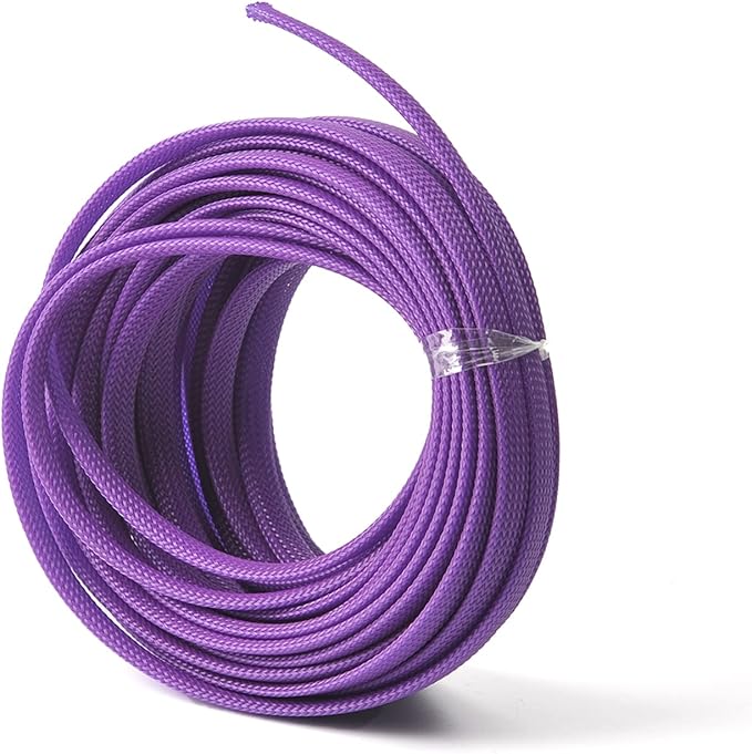 Aicosineg Cable Sleeve Braided Sleeving PET Wire Loom Tubing Cable 32.81ft-1/3inches Wrap Protector for HiFi Audio and Video Headphone Cable Protect Wires from Chewing of Pets Purple