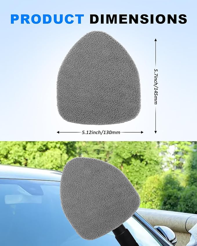 5 Pack Microfiber Windshield Cleaning Pads, Replacement Heads Cover for Windshield Cleaner Tools, Cleaning Tool Bonnets Fits Window Reach Tool, Washable & Reusable Handle Not Included (Grey)