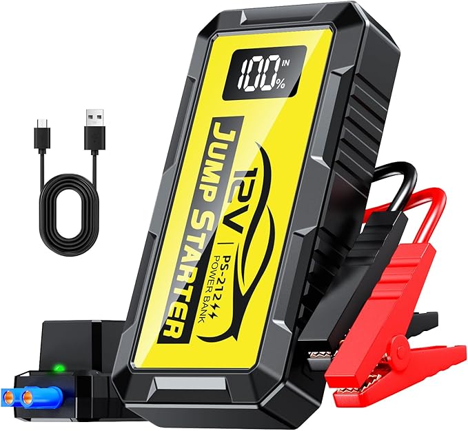 8000A Car Jump Starter, 12V Jump Starter Battery Pack (All Gas,up to 10.0L Diesel Engine) Jumper Cables Portable Lithium Jump Box, USB Output and LED Light