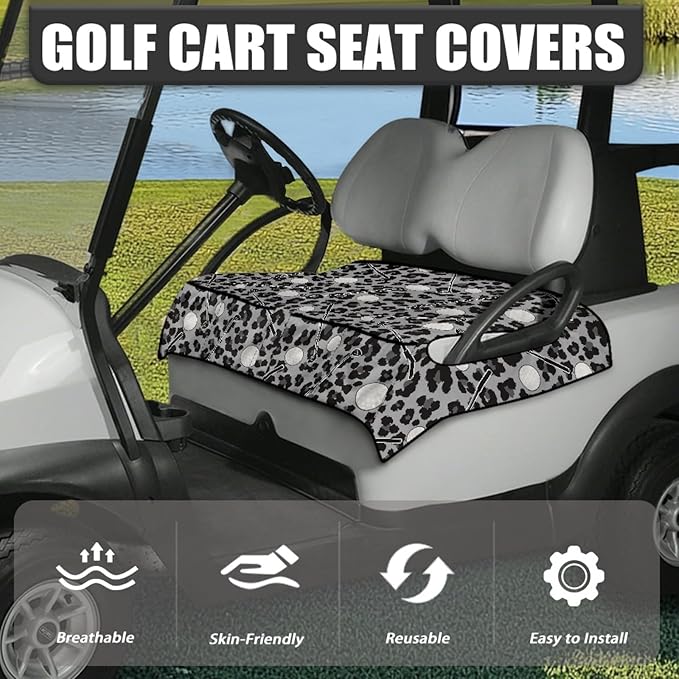 Universal Golf Cart Seat Cover with 4 Pockets Soft Golf Cart Seat Towel Blanket Fits 2-Seat Golf Carts