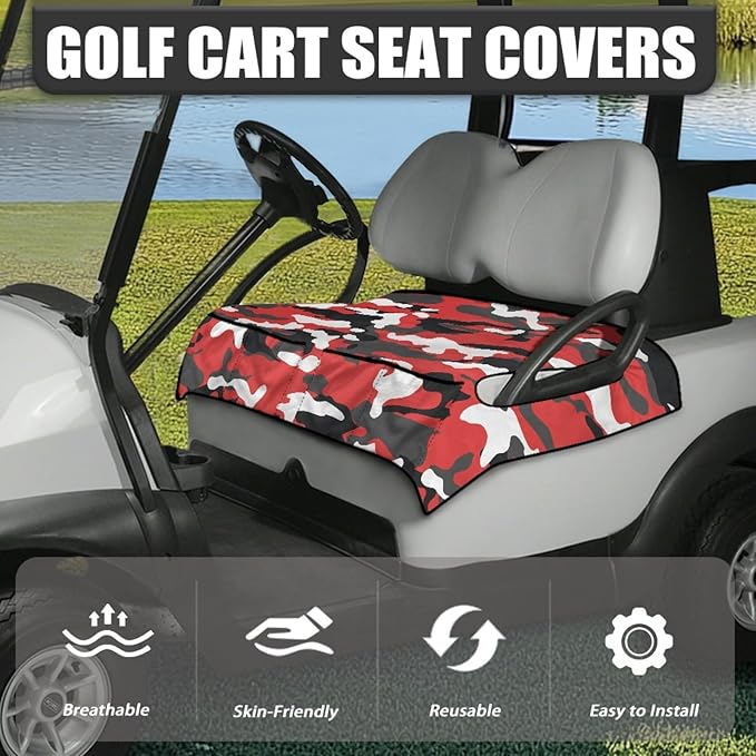 Universal Golf Cart Seat Cover with 4 Pockets Soft Golf Cart Seat Towel Blanket Fits 2-Seat Golf Carts