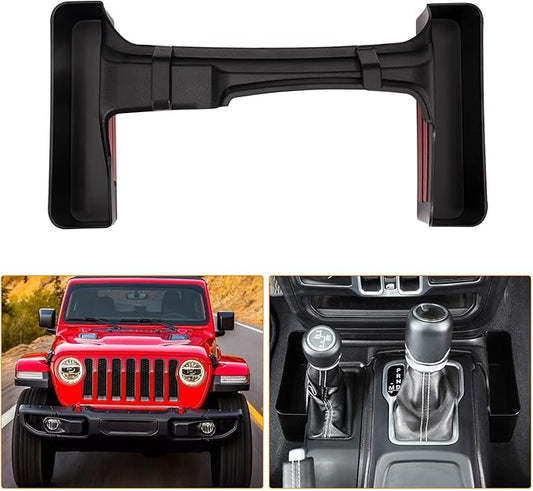 KIWI MASTER Console Shifter Storage for 2018-2026 Jeep Wrangler JL Gladiator JT Gear Shift Storage Box Tray, JL JT Interior Accessories Parts, Black