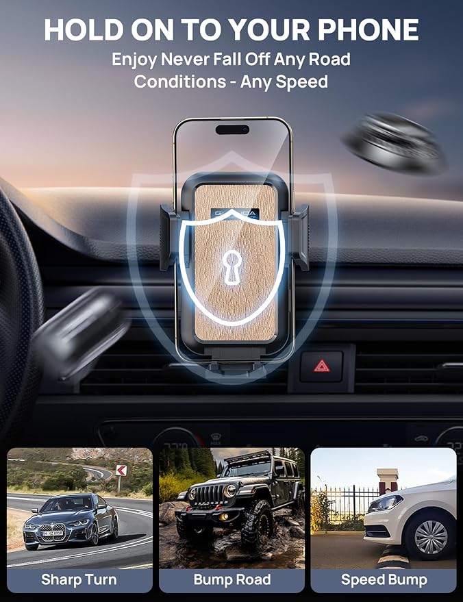 Car Phone Holder Mount [Military Grade Stable], 360° Rotatable Suction Cup Car Phone Mount for Dashboard Windshield ,Truck Cradle Stand for iPhone 17 16 15 Pro Max Samsung All Phone-2026 Upgraded