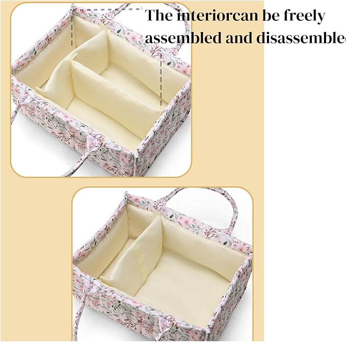 Diaper Caddy Organizer,Cute Floral Nursery Storage Basket,Soft Portable Changing Table Car Caddy Organizer Gift