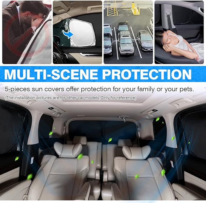 T TGBROS Windshield Sun Shade for Ford F150 2015-2020 Car Window Shades Thicken UV Block and Blackout Privacy Foldable Sunshades 5PCS Accessories Keep Cool Sun Visor Covers