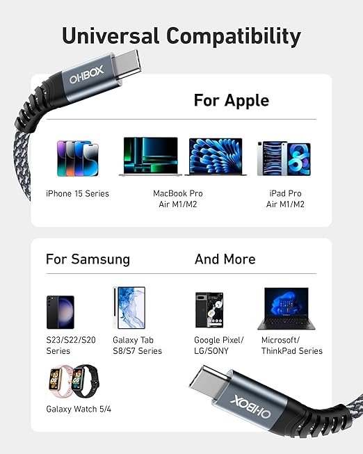 Short USBC to USBC Cable 3FT, 60W USB Type C Fast Charging Cable for Car, Durable iPhone USB C Charger Cable USB C Cord for iPhone 17/16/15/Pro Max/Plus, Samsung Galaxy and More-2Pack