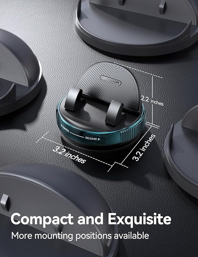 JOYROOM Car Phone Mount, [360° Rotation+Thick Case Friendly] Cell Phone Car Holder with Adjustable Spring Clip, Anti-Slip Silicone Universal Dashboard phone holder for Car for iPhone, Smartphones, GPS