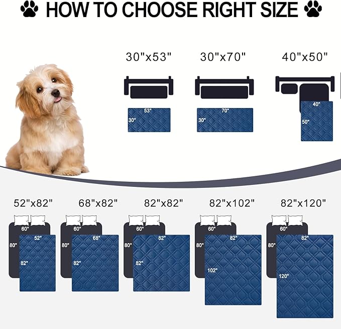 Smiry Reversible Waterproof Couch Covers for Sofa, Washable Dogs Pet Couch Covers for 3 Cushion Sofa Pet Friendly, Water Resistant Furniture Protector Slipcover, Geometric (30"x53", Navy/Blue)