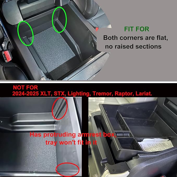 Zxiaochun Center Console Organizer Compatible with 2021 2022 2023 2024 Ford F150 Interior Accessories, Armrest Box Insert Storage Tray (Full Console w/Bucket Seats ONLY)-Blue Trim