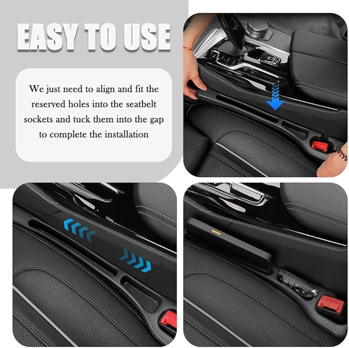 2PCS Upgraded Car Seat Gap Filler,Soft No Drop Seat Guard for Cars with Dual Slot Car Seats Gap Organizer for Storing Items & Filling Gaps,Versatile Between Seats Cars Gaps Filler (Style1)