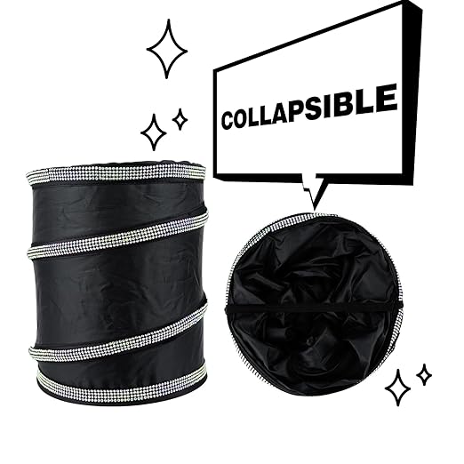 eing Car Trash Can, Portable Garbage Bin with Bling Diamonds, Collapsible Pop-up Water Proof Bag, Waste Basket Bin, Rubbish Bin (1 Pack, AB)