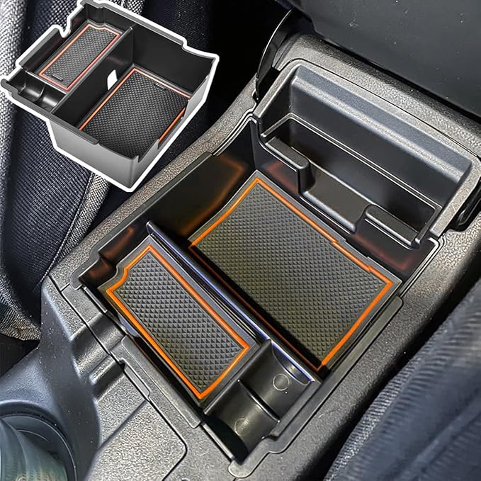 EDBETOS Center Console Organizer Tray Compatible with Subaru Crosstrek 2018-2022 2023 and fits Impreza 2017-2022 2023 Accessories Armrest Secondary Storage Box ABS (Orange Trim)