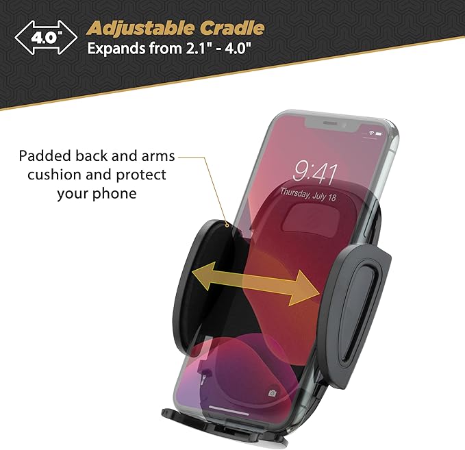 Scosche Universal 12V Car Phone Mount with USB Charger, Phone Holder with Cigarette Lighter Adapter for 12V Socket Plug-In, Flexible Gooseneck, Adjustable Cradle for iPhone & Android Cell Phones