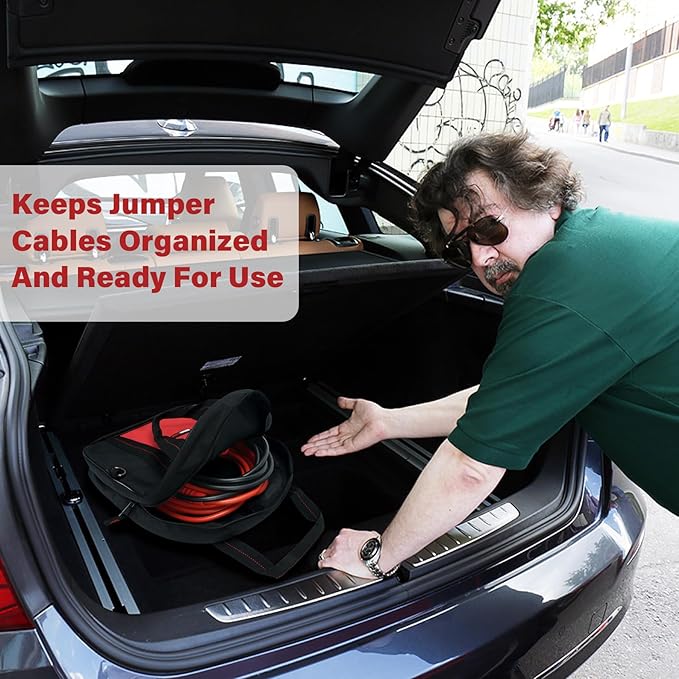 MELOTOUGH Jumper Cable Bag,14 inch Tools Cable Bag,Tools Cable Bag for Jumper Cable,EV Charging Cables,Cords and Hoses，Christmas Gifts for Men