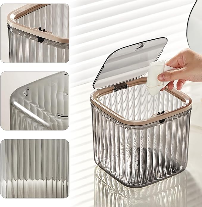 Mini Trash Can with Lid,Removable Small Garbage Can， Ultimate Mini Desktop Storage Box, Tiny Trash Can for Car, Bathroom, Kitchen or Bedroom