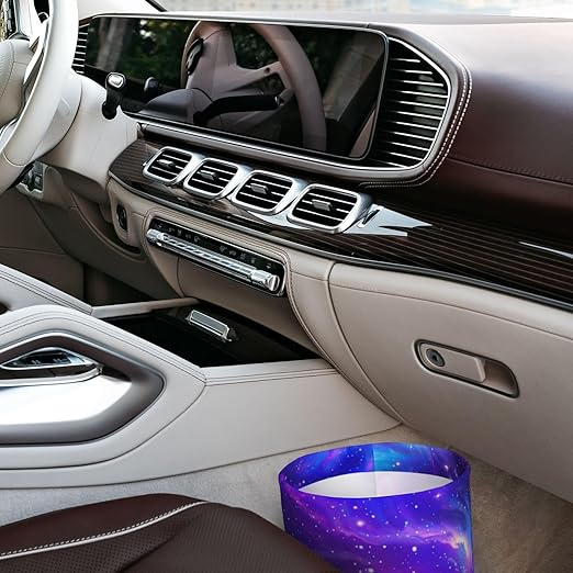 Car Trash Bag Purple Galaxy Hanging Back of Seat Car Portable Trash Bag Purple Galaxy Waterproof One-Handed Portable Strap Drawstring Garbage Bags with 2 Pieces Car Coasters