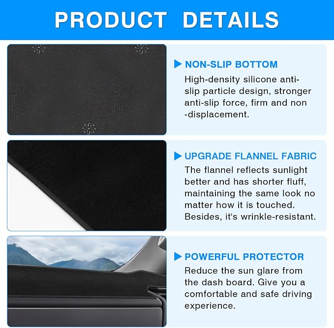 Autorder Dashboard Cover Mat for Chevy Chevrolet Silverado/GMC Sierra 1500 2500HD 3500HD 2022-2025 2026 Accessories Dash Cover Upgrade Flannel Dash Mat Sunshade Glare UV Rays Protector (with HUD)