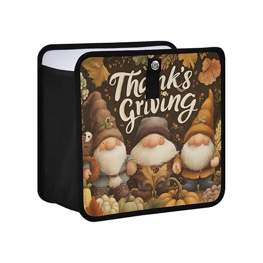 Car Trash Can Organizer Bin with Adjustable Strap for Back Front Seat Console Waterproof Leakproof Collapsible Portable 11 Inch Autumn Gnomes Pumpkin Brown