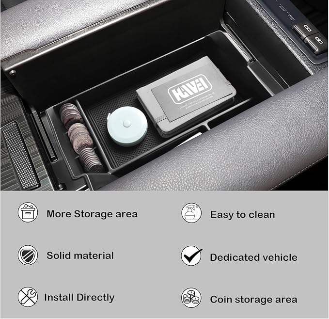 HGWEI Center Console Organizer Tray Compatible with 2021-2026 Toyota Sienna Accessories, Sienna LE Limited Platinum SE XLE XSE Coin Container Armrest Secondary Storage Box, Black