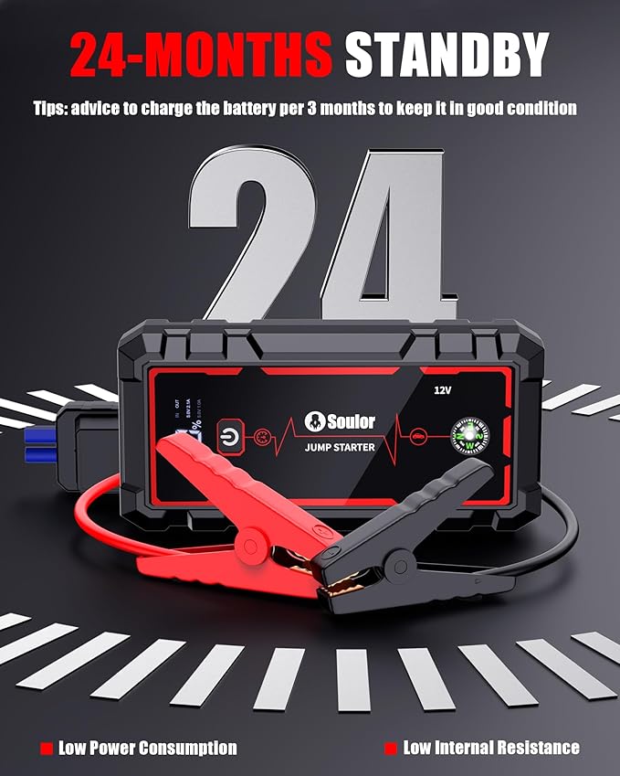 Jump Starter, 5000A Car Battery Jumper Starter Portable, Jump Box Battery Booster with 3 Modes Flashlight, Jumper Cables with Gloves
