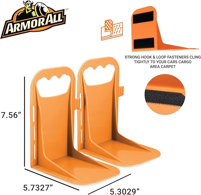 Armor All Trunk Cargo Blocks, Cargo Dividers, Trunk Dividers, Hook & Loop Trunk Organizer Blocks to Hold Cargo in Place, Cargo Containment System for Cars, Trucks, SUVs, Vans, 2 Pieces