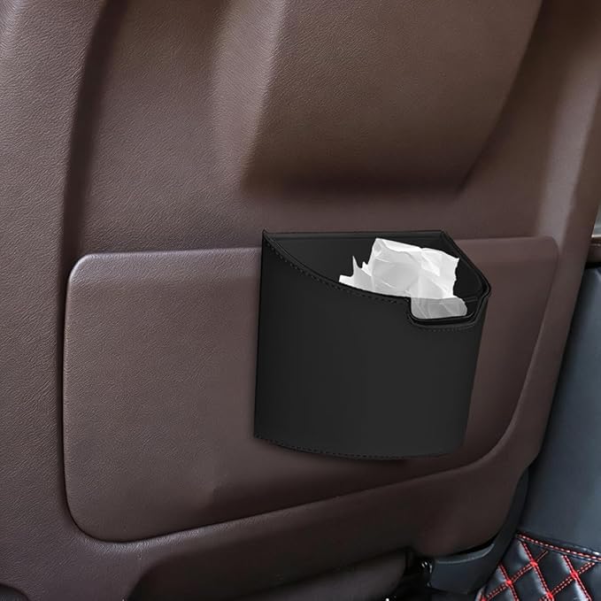 Car Trash Can, Multipurpose Leakproof Hanging Vehicle Garbage Can with Removable Liner, Waterproof Automotive Interior Dustbin Garbage Container, Universal for SUV Van Truck (Black)