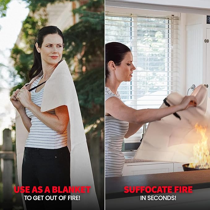 Prepared Hero Emergency Fire Blanket - 1 Pack - Fire Suppression for Kitchen, 40” x 40” Fiberglass Fire Blanket for Home