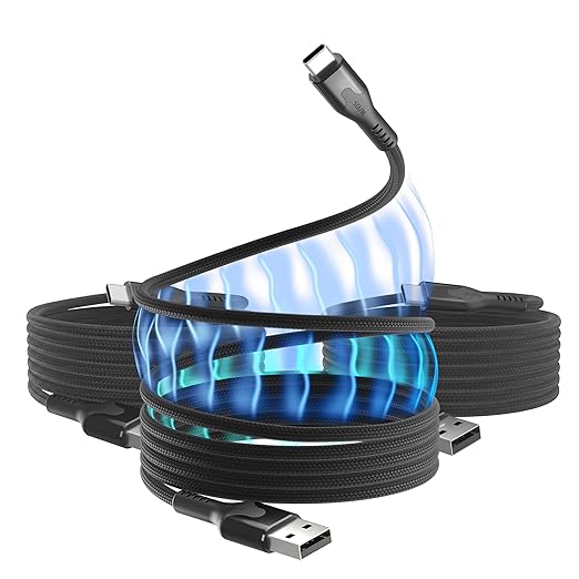 Statik MagStack USB to USB C Cable, A to Type C Charger Fast Charging Phone Charger Cord, On The Go Magnetic Charging Cable for Car, Compatible with iPhone 16 Pro Max, Galaxy S24, 27W 3FT/1M, 3-Pack