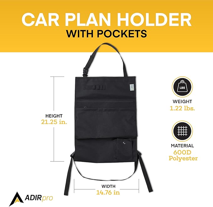Adir Corp Plans, Blueprints, Maps, Drawings, Artwork, Posters, Document Car Holder/Organizer - with Pockets