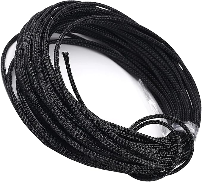 Aicosineg Braided Sleeving PET Wire Loom Tubing Cable 32.81ft-1/9inches Cable Sleeve Wrap Protector for HiFi Audio and Video Headphone Cable Protective Wires from Chewing of Pets Black