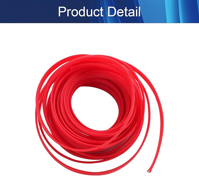 Aicosineg 32.8ft PET Flexible Braided Cable Sleeve 0.44inch Width Wire Loom Sleeving and Organizer Flexible Wire Mesh Sleeve Wrap Protector for TV Audio PC Cords from Pets Chewing Red