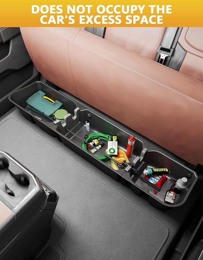 Tuyoung Under Seat Storage Boxes Compatible with 2015-2026 Ford F-150 F150 SuperCrew Cab, 2017-2026 F-250/F-350/F-450/F-550 Super Duty, Heavy Duty Rear Truck Under Back Seat Box Organizer Cargo Box