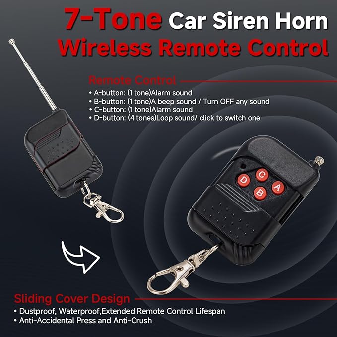 Alarm Horn Siren 7 Sound Police Siren 100w 12v Car Alarm Sirens Pa Speaker System Emergency Amplifier Alarms Kit Horn for Car Truck Lorry Boat